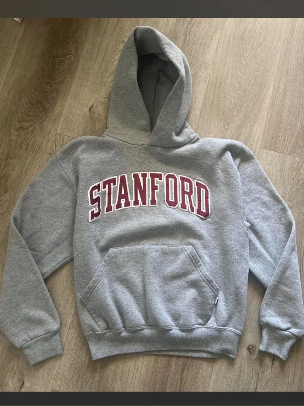 Russell Athletic Grey Hoodie with Cardinal Stanford Arch Logo